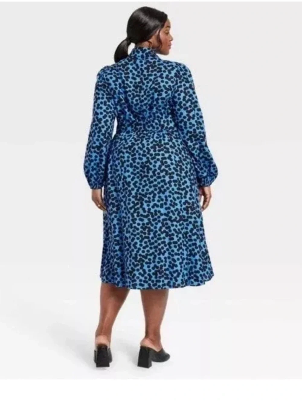 Ava & Viv Polka Dot Blue Black Dress